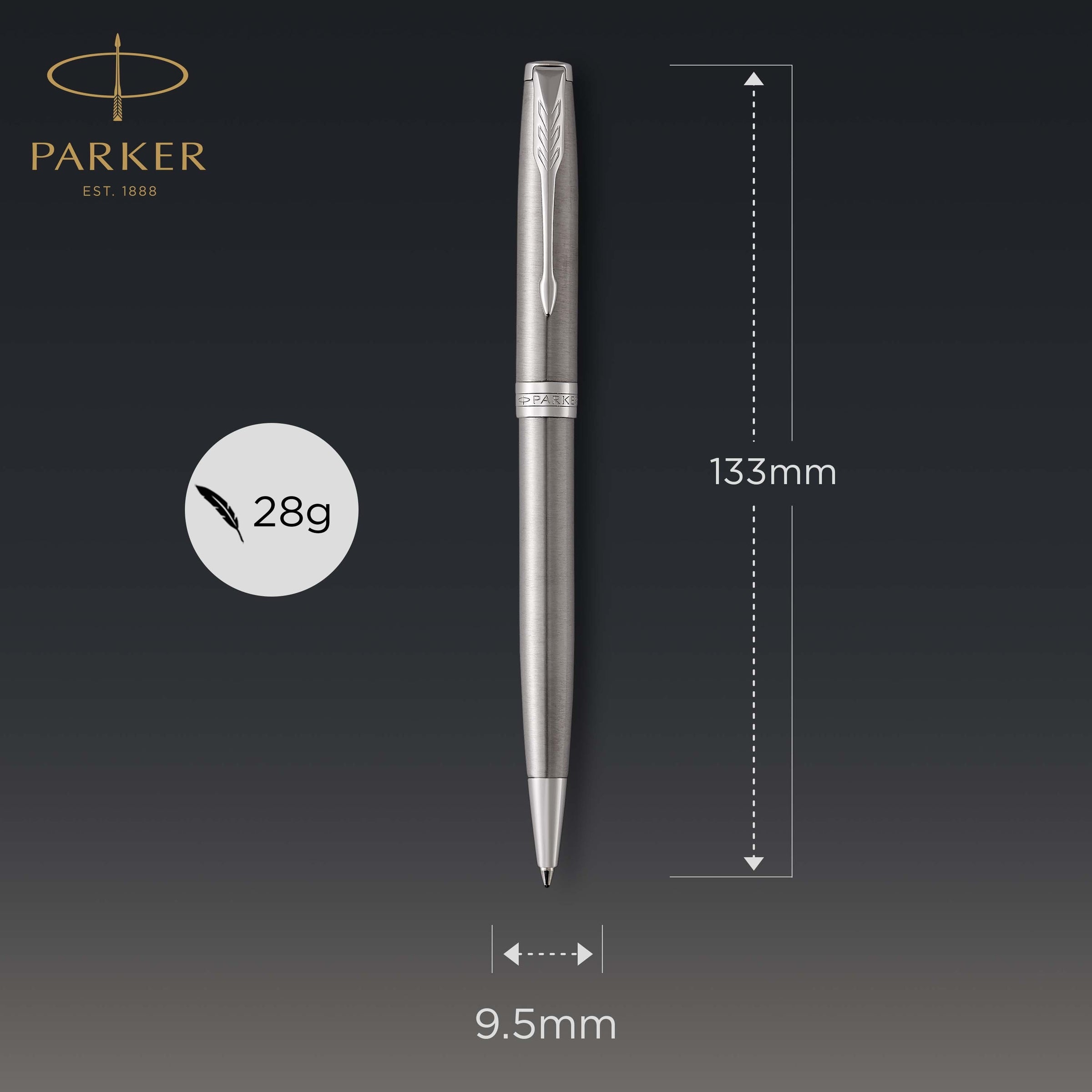 Parker Sonnet Ballpoint Pen Stainless Steel and Palladium Trim Medium Tip