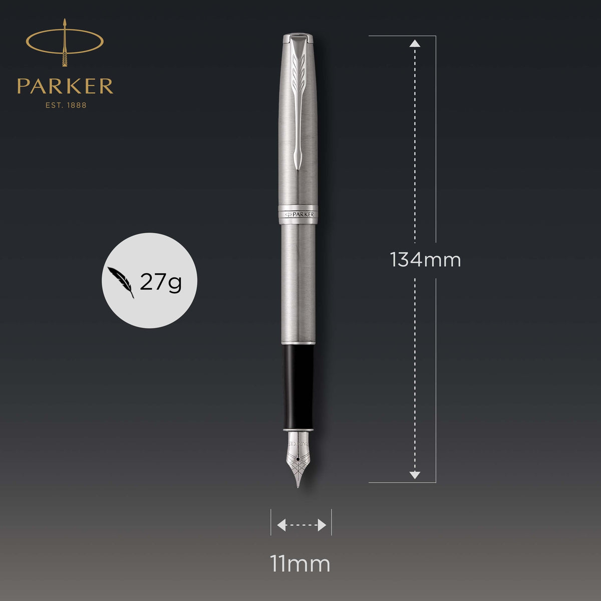 Parker Sonnet Fountain Pen Stainless Steel and Palladium Trim Medium Nib