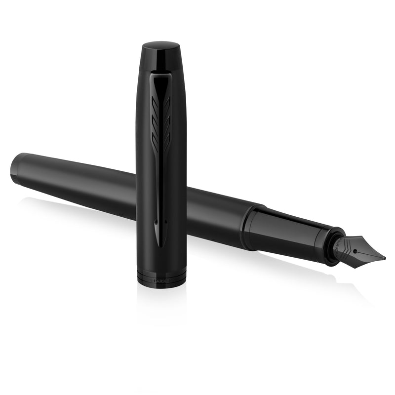 Parker IM Achromatic Fountain Pen Matte Black Lacquer Black Trim Medium Nib