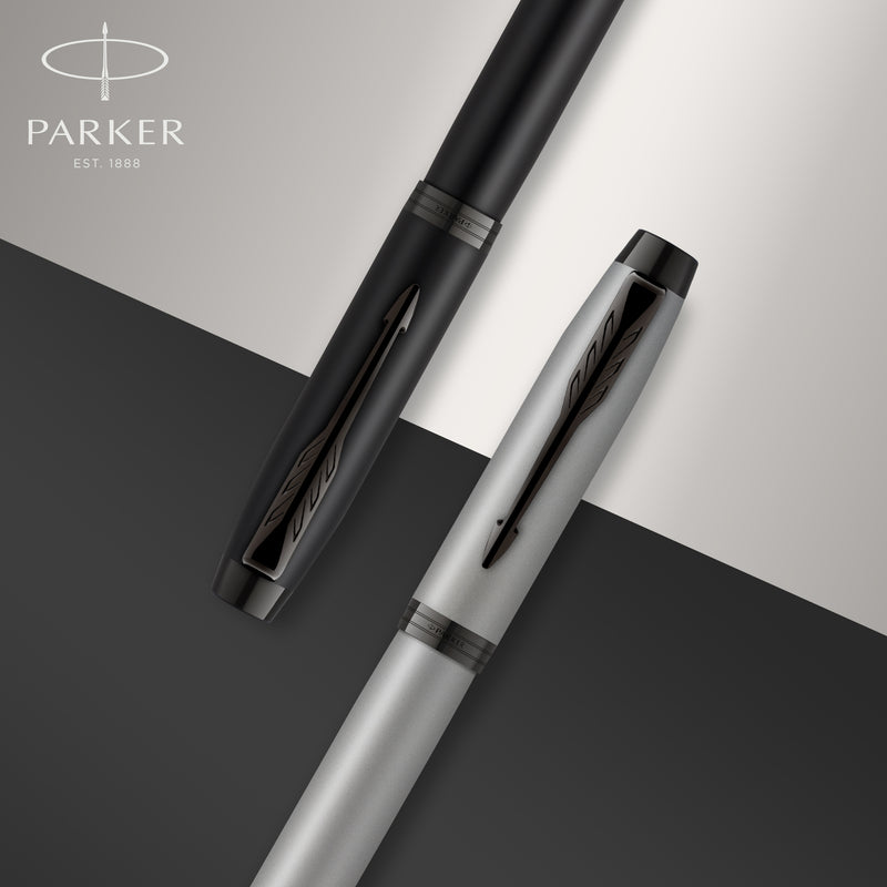 Parker IM Achromatic Fountain Pen Matte Black Lacquer Black Trim Medium Nib