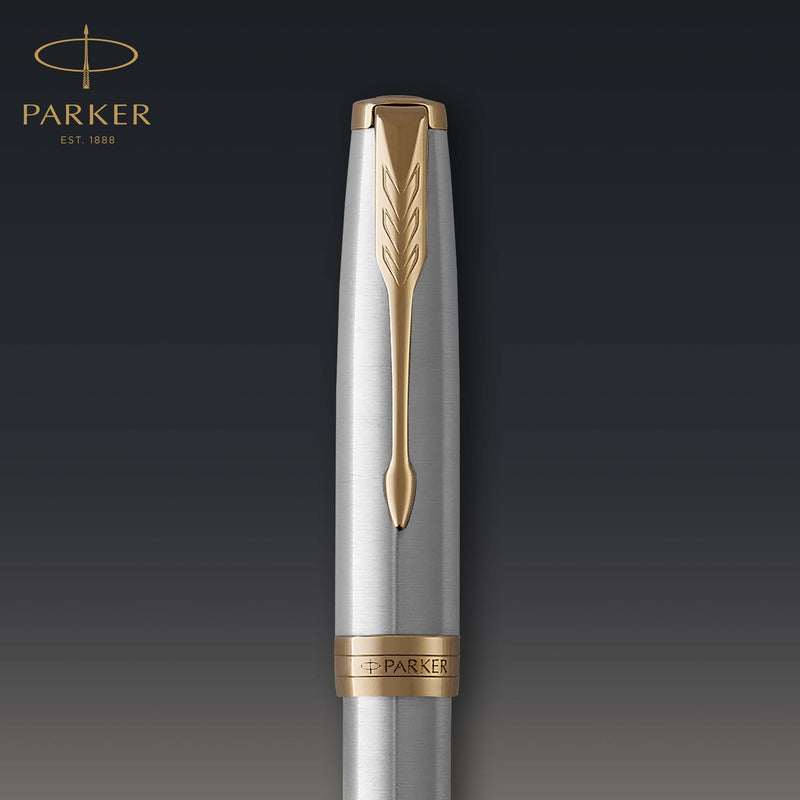Parker Sonnet Fountain Pen Stainless Steel and Gold Trim Medium Nib