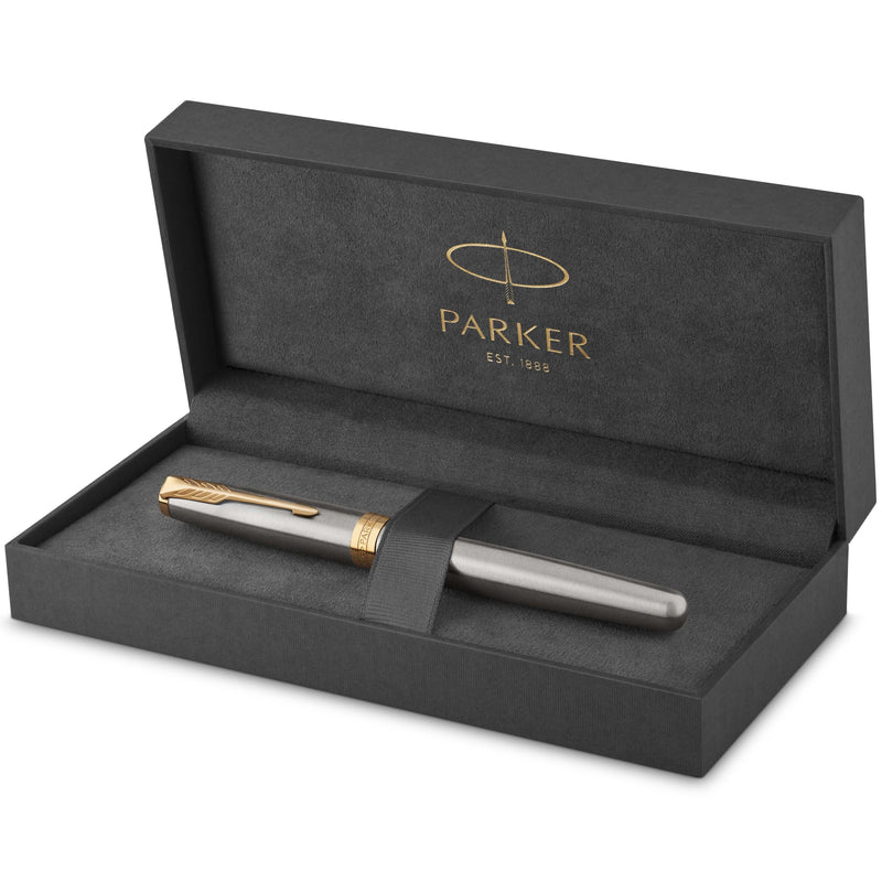 Parker Sonnet Rollerball Pen Stainless Steel and Gold Trim Fine Tip
