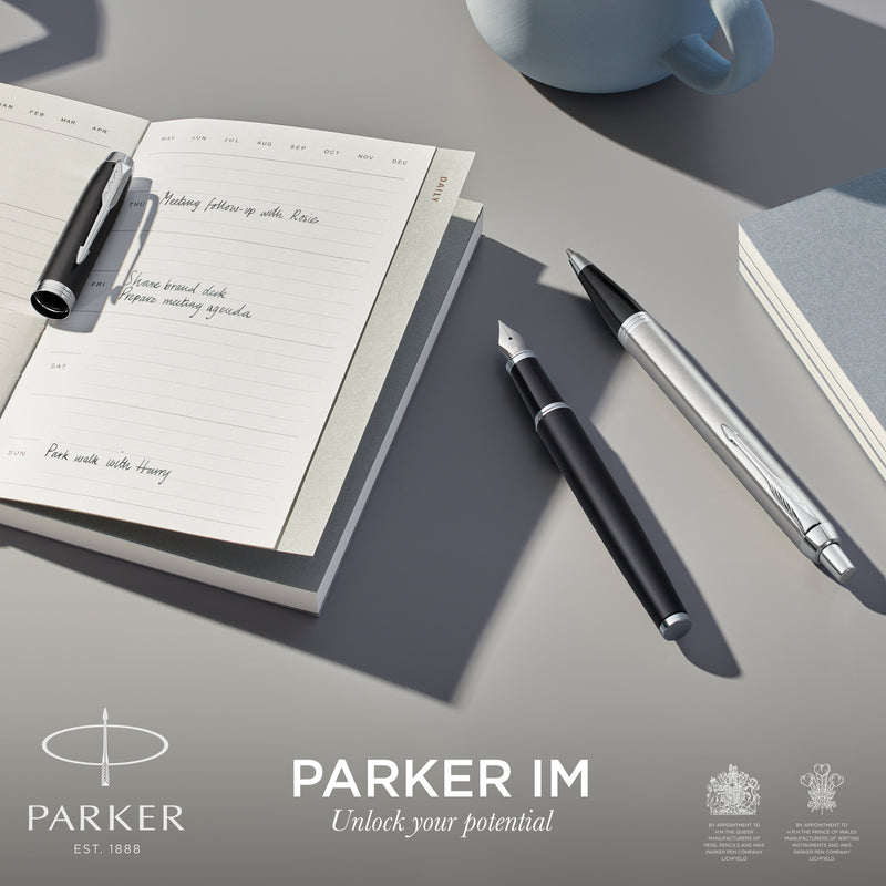 Parker IM Ballpoint Pen Black Lacquer and Chrome Trim Medium Tip
