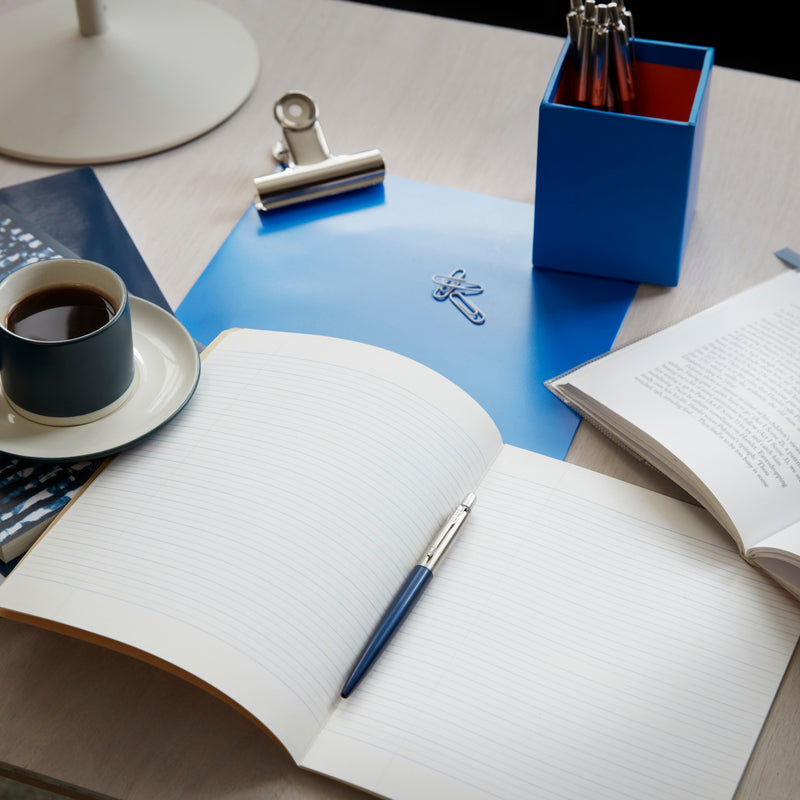 Parker Jotter Ballpoint Pen Royal Blue and Chrome Trim Medium Tip