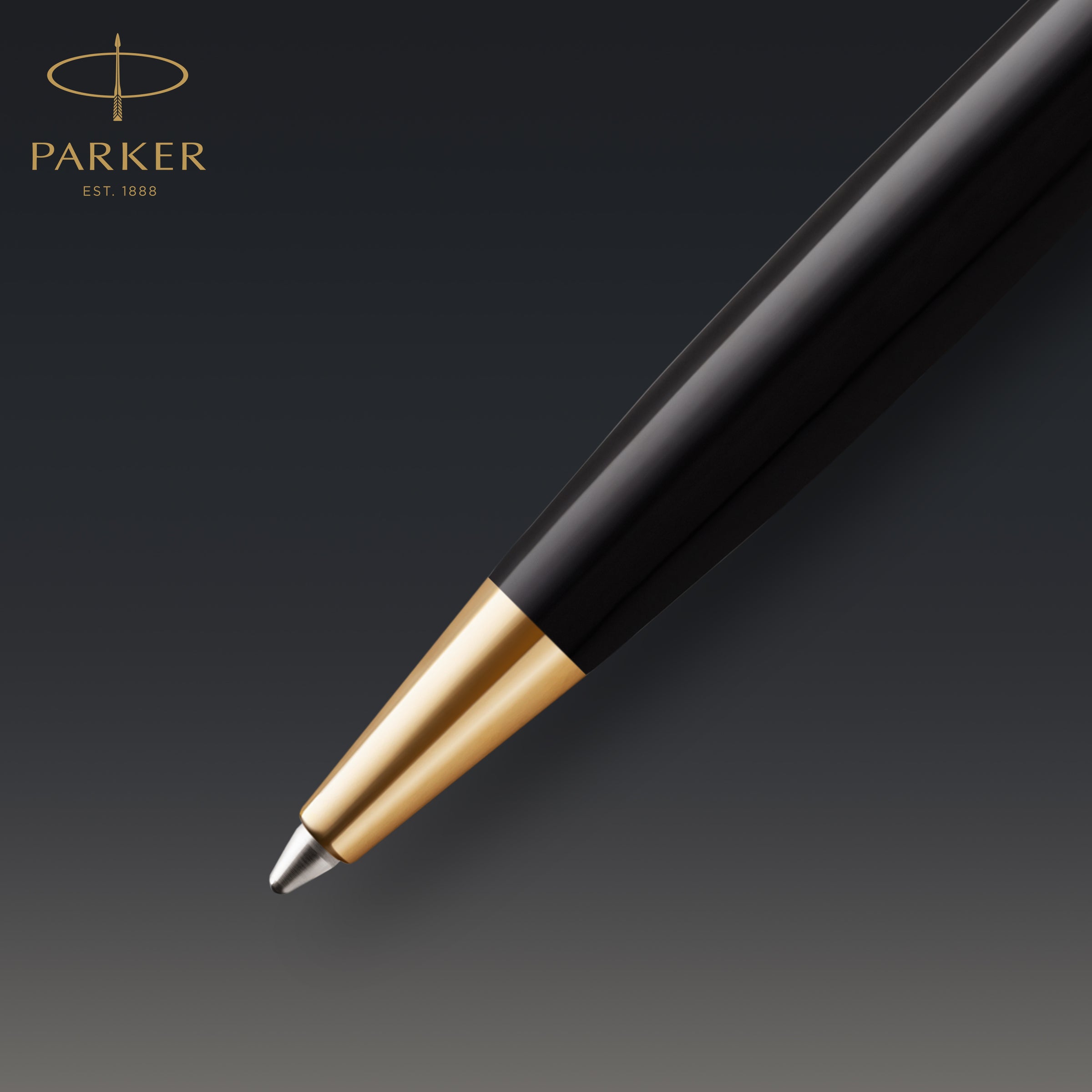 Parker Sonnet Premium Ballpoint Pen Metal Black Lacquer and Gold Trim Medium Tip