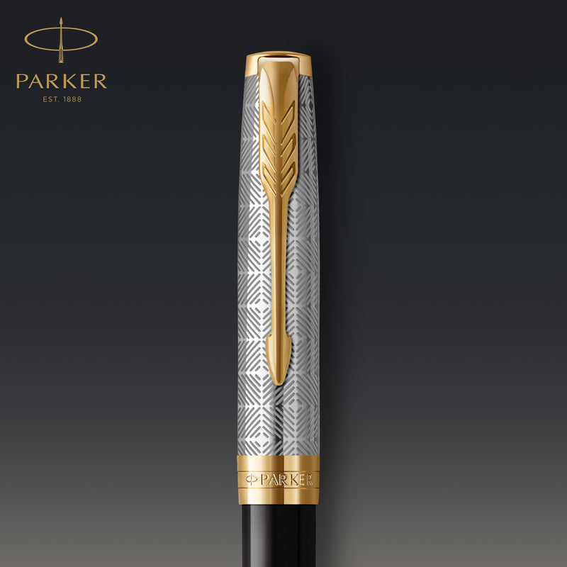 Parker Sonnet Premium Ballpoint Pen Metal Black Lacquer and Gold Trim Medium Tip