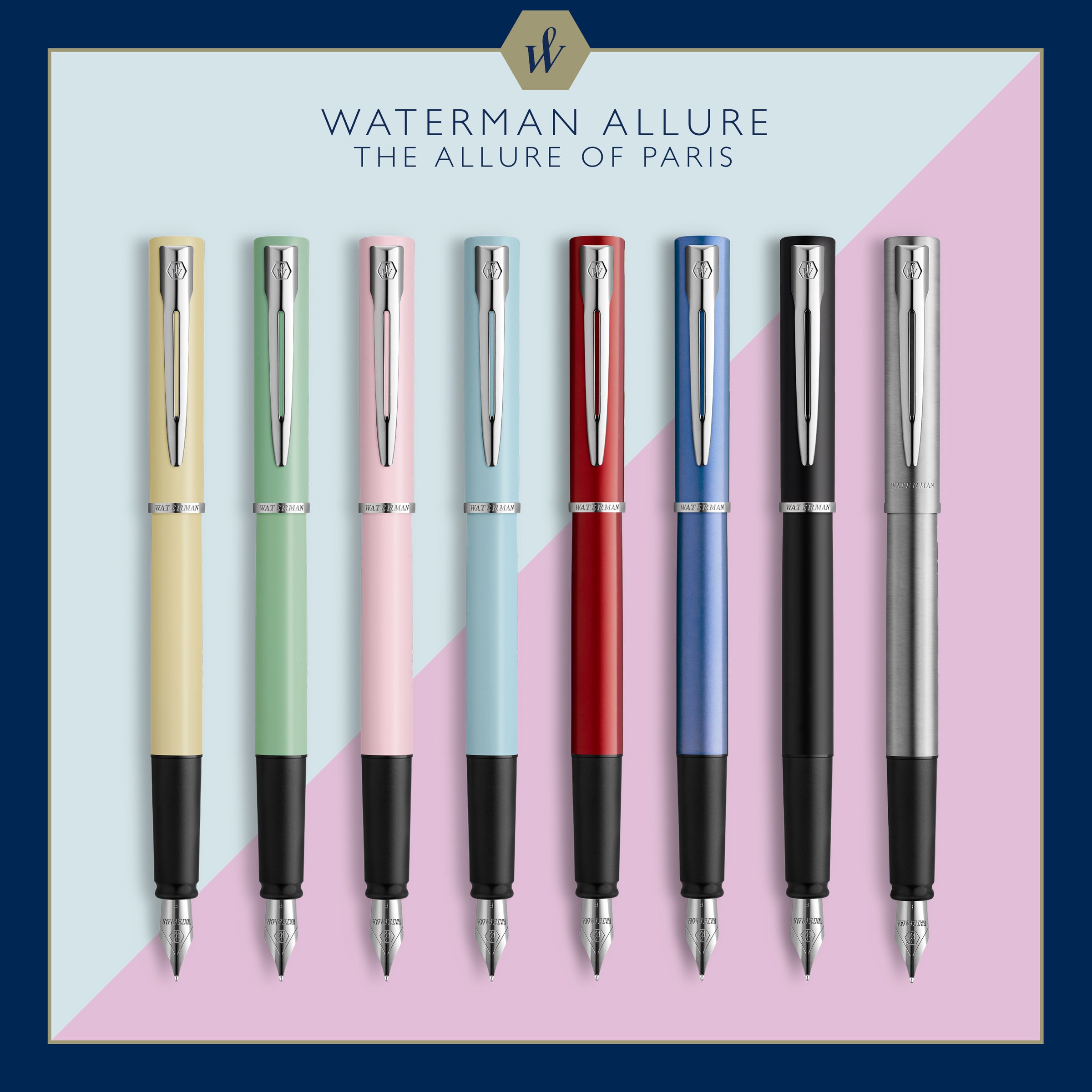 Waterman Allure Chrome Chrome Trim Fountain Pen in Blister Pack