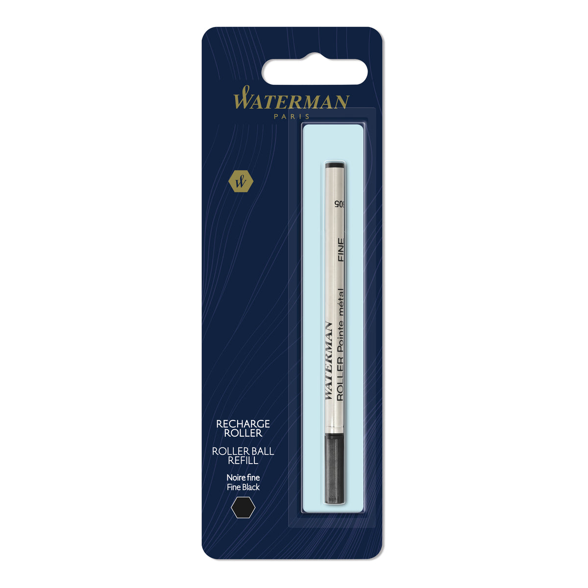 Waterman Rollerball Refill Black Fine 0.7mm in Blister Pack