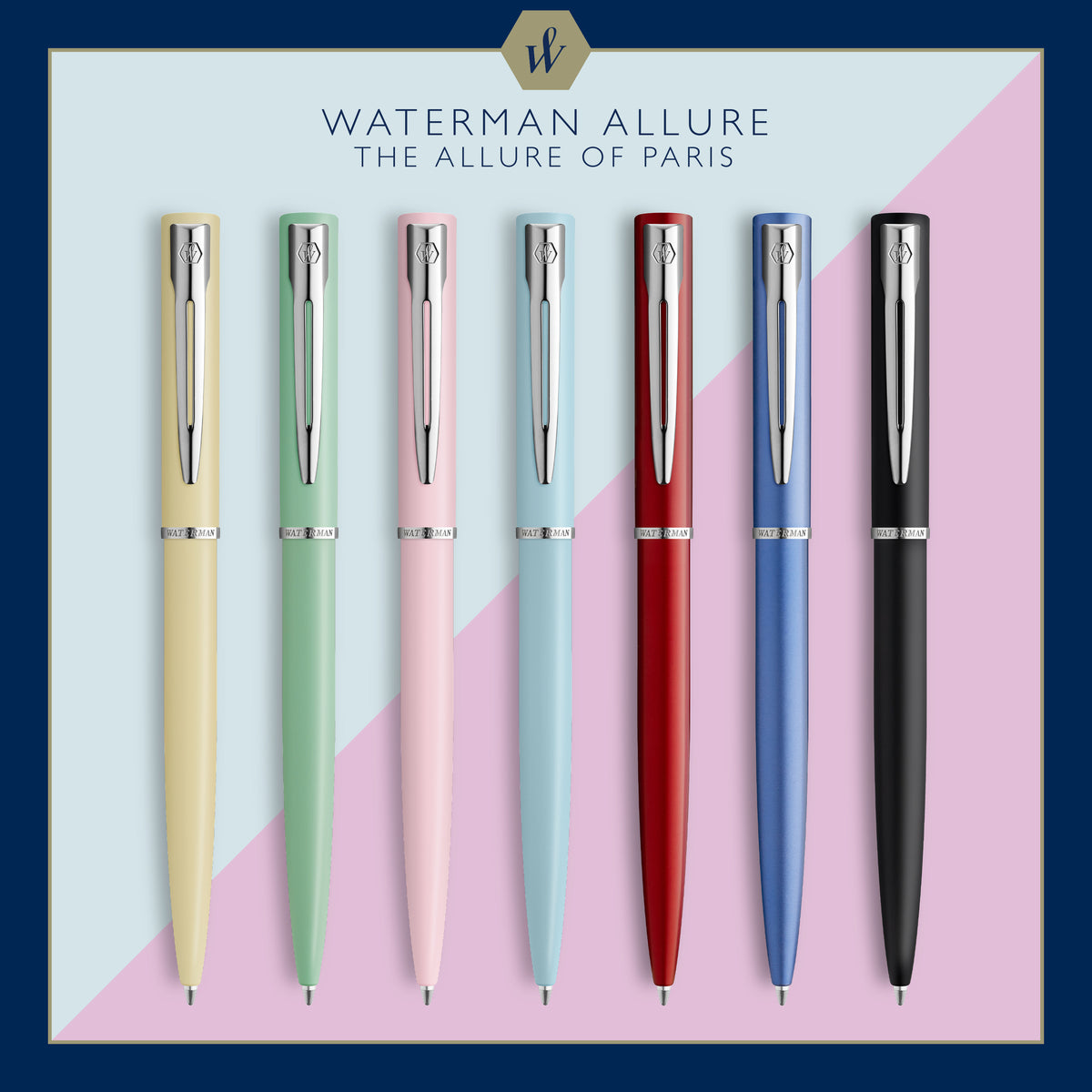 Waterman 2068192 Graduate Allure Black Chrome Trim Ballpoint Pen In A Box