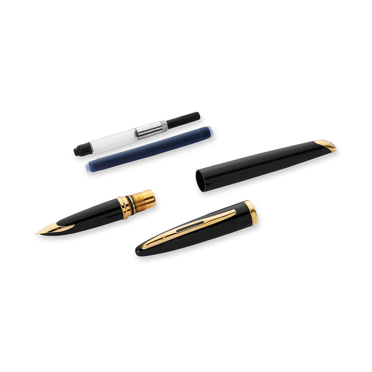 Waterman Carene Black Sea Gold Trim Fountain Pen in Box