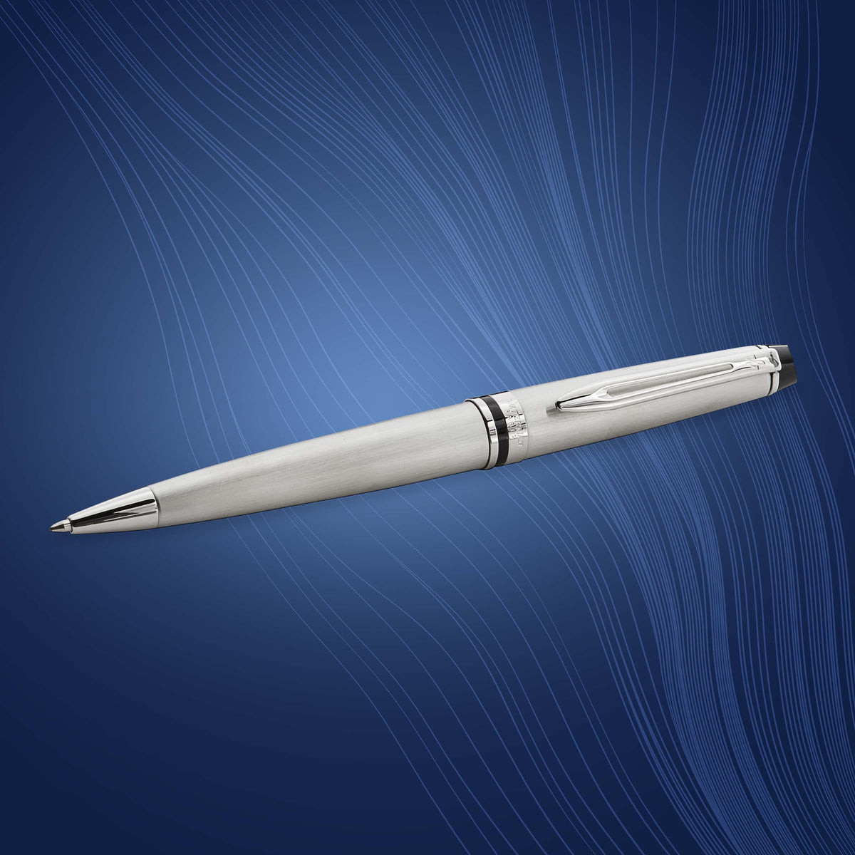 Waterman Expert Stainless Steel Chrome Trim Ballpoint Pen in Box