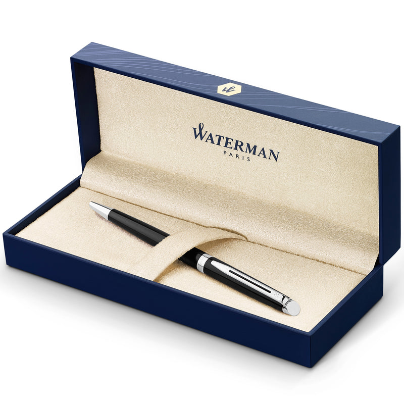 Waterman Hemisphere Black Lacquer Chrome Trim Ballpoint Pen in Box