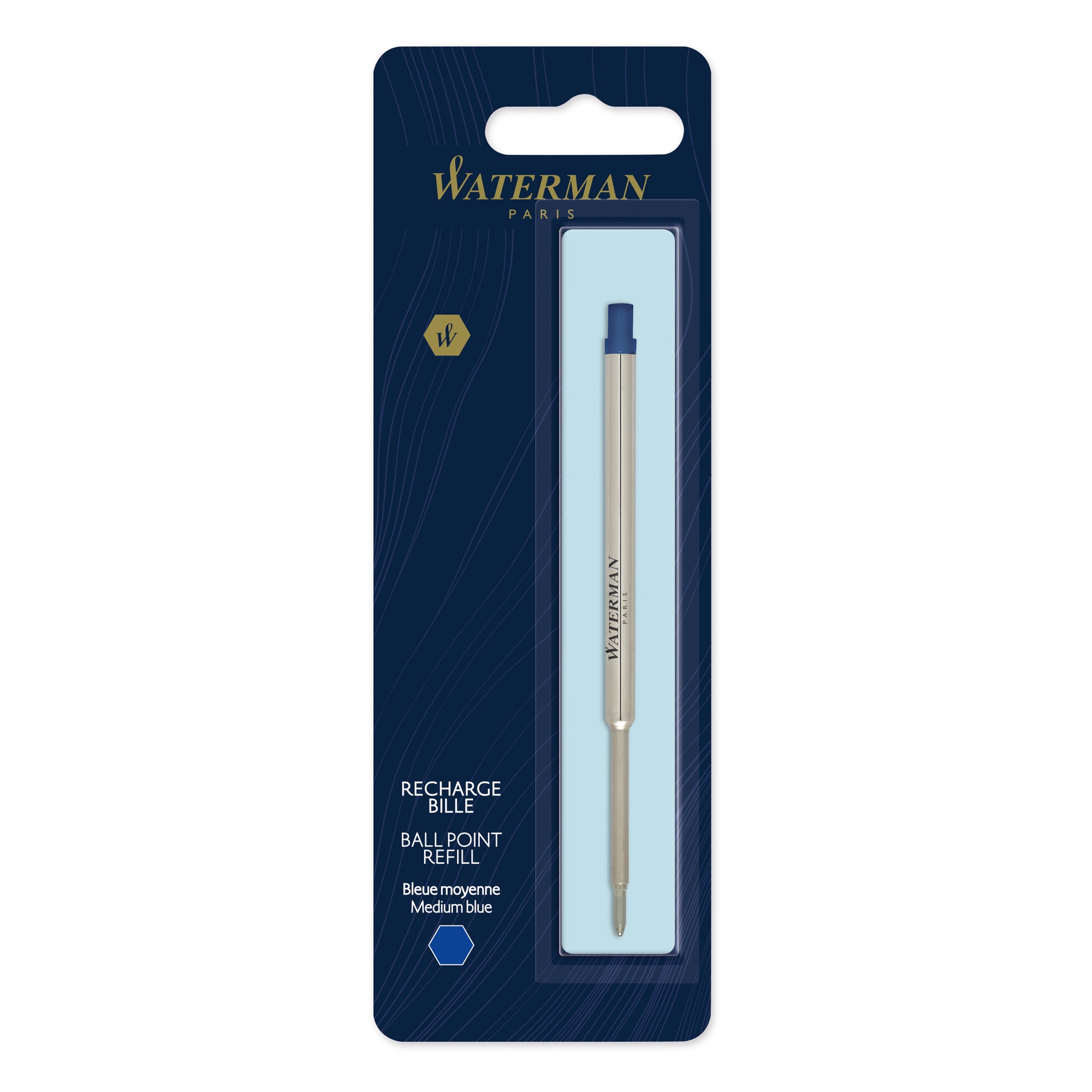 Waterman Ballpoint Refill Medium Blue in Blister Pack