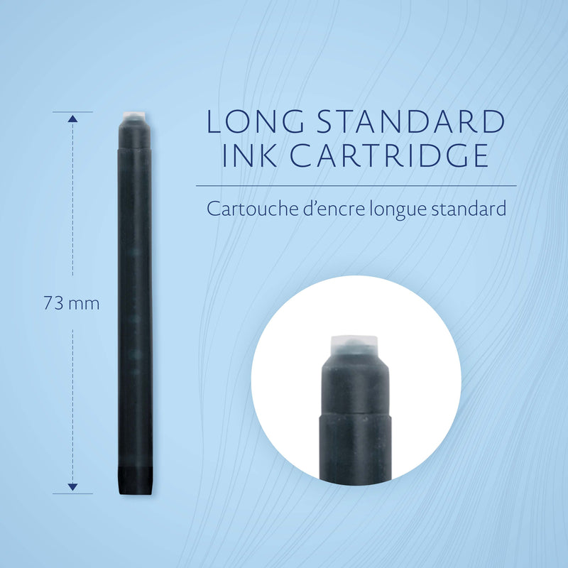 Waterman Fountain Pen Intense Black Long Cartridges 8 Pack