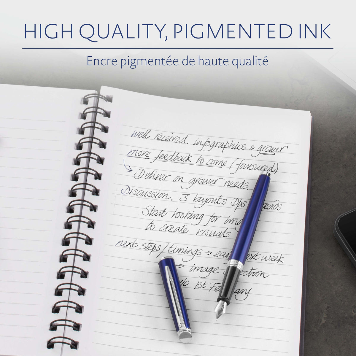 Waterman Fountain Pen Intense Black Long Cartridges 8 Pack