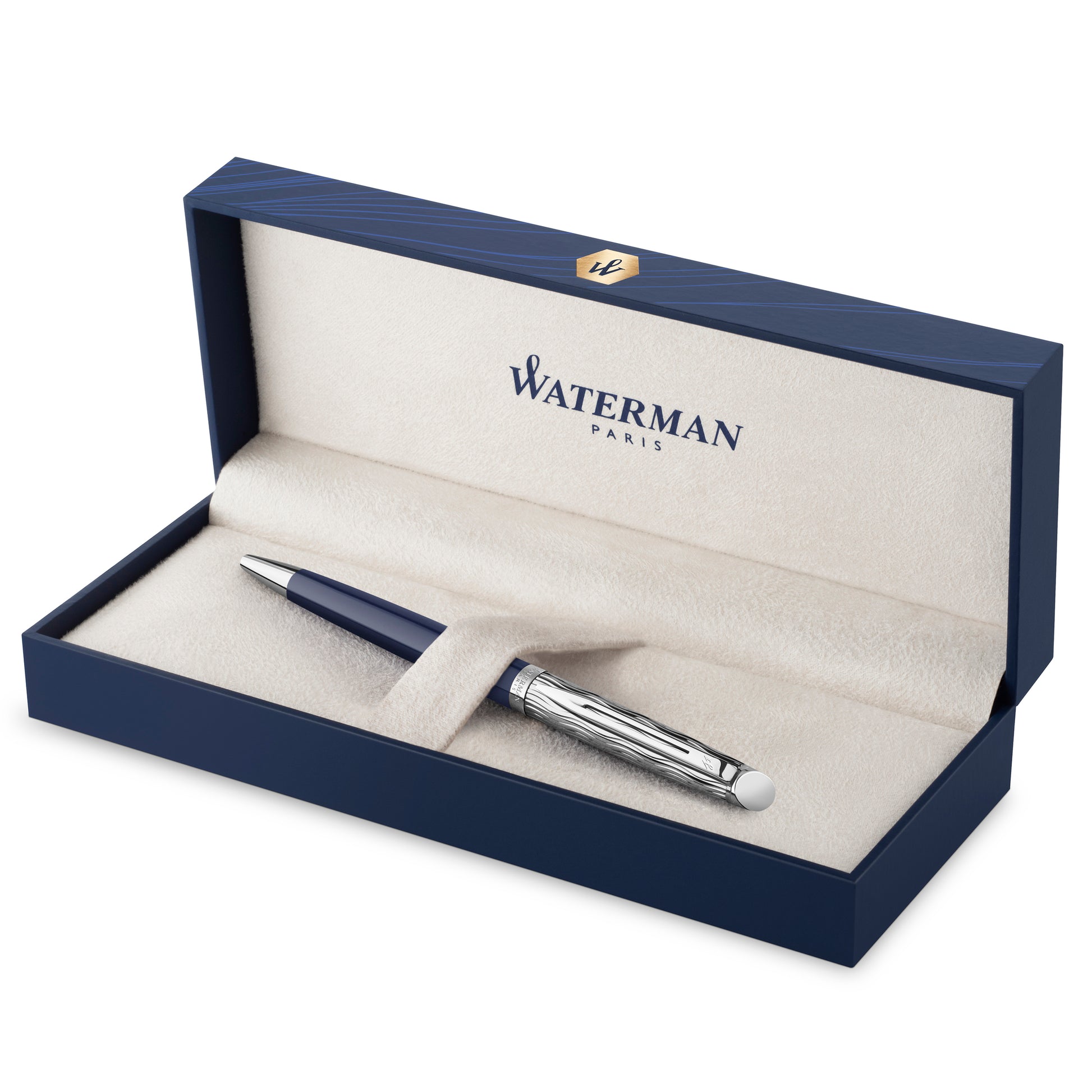 Waterman Hemisphere Metal and Blue Lacquer Palladium Trim Ballpoint Pen Medium Tip