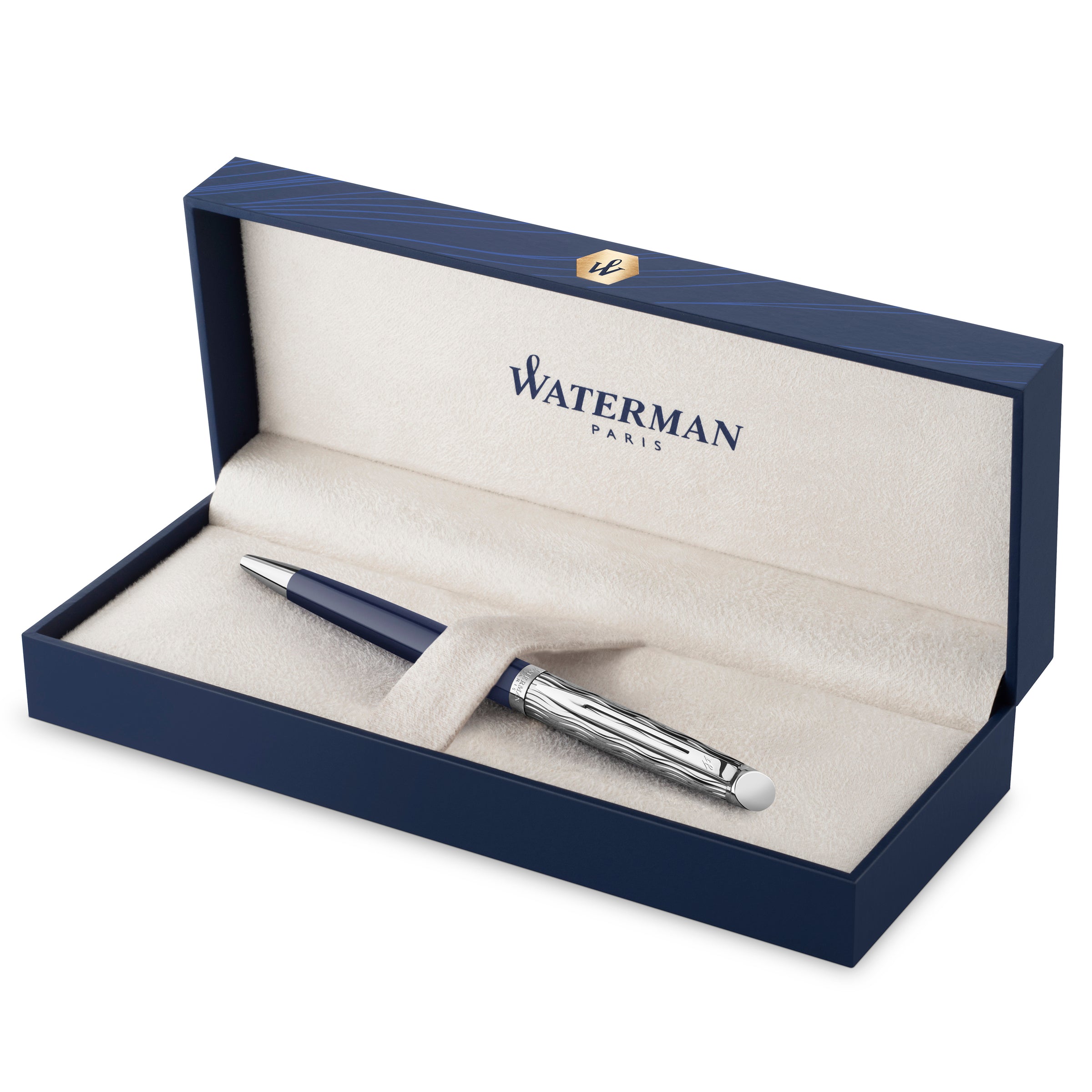 Waterman Hemisphere Metal and Blue Lacquer Palladium Trim Ballpoint Pen Medium Tip