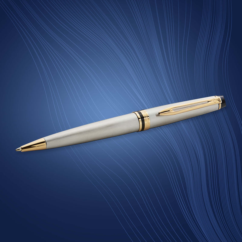 Waterman Expert Stainless Steel Gold Trim Ballpoint Pen in Box