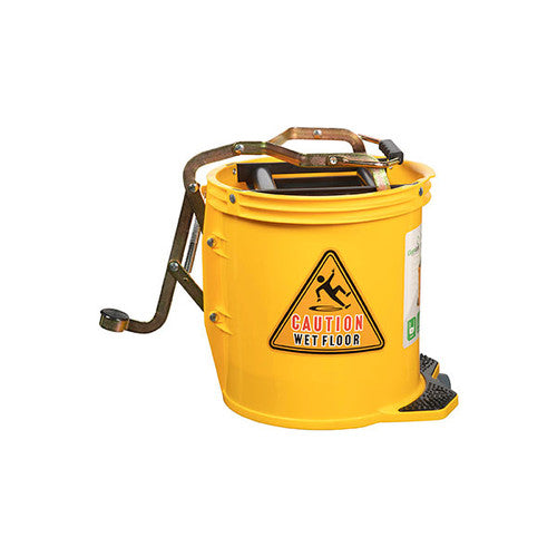 Cleanlink 12001 Mop Bucket Heavy Duty Metal Wringer 16 Litre Yellow