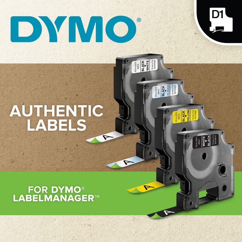 Dymo D1 Durable 12mm White on Black - Additional Image 3