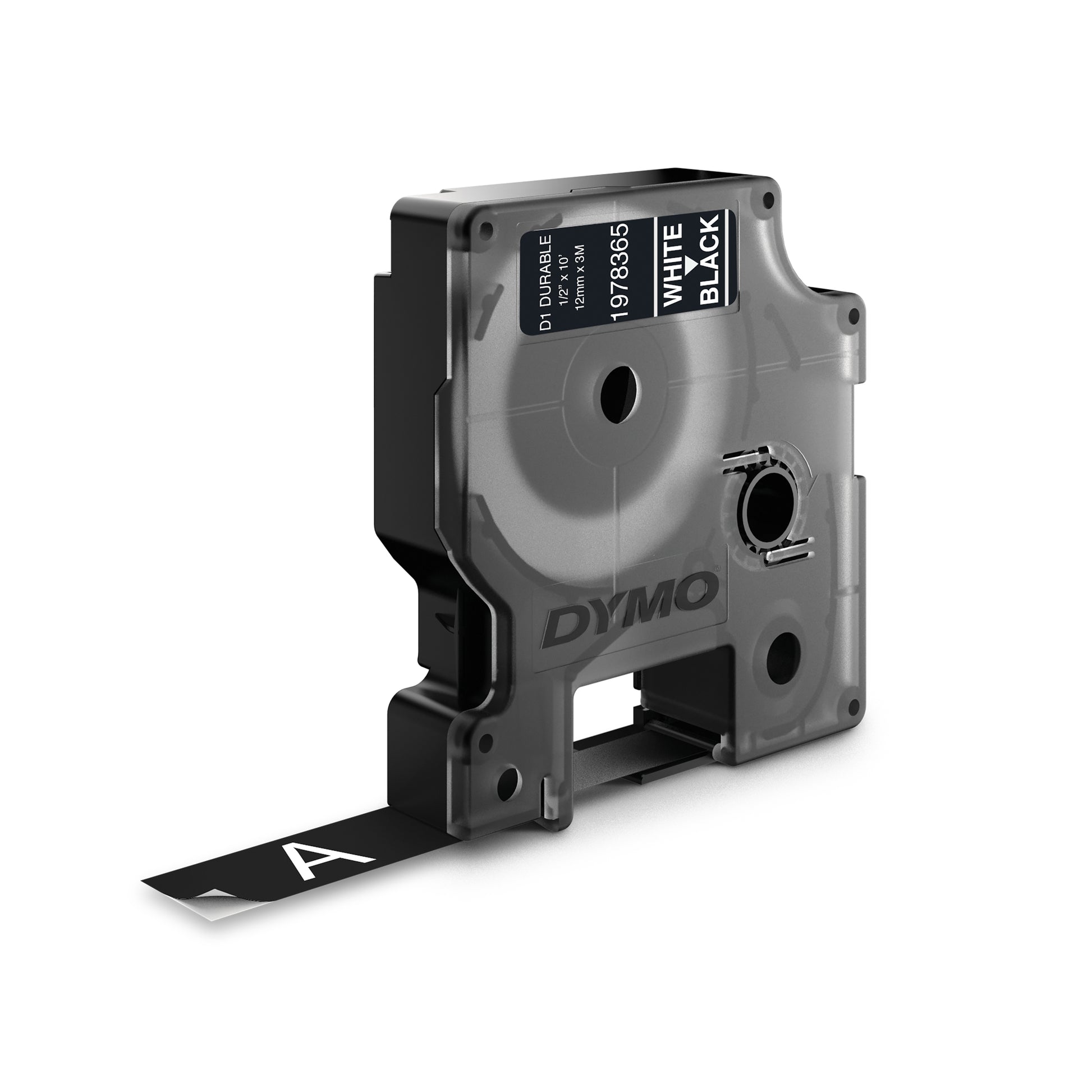 Dymo D1 Durable 12mm White on Black - Additional Image 1