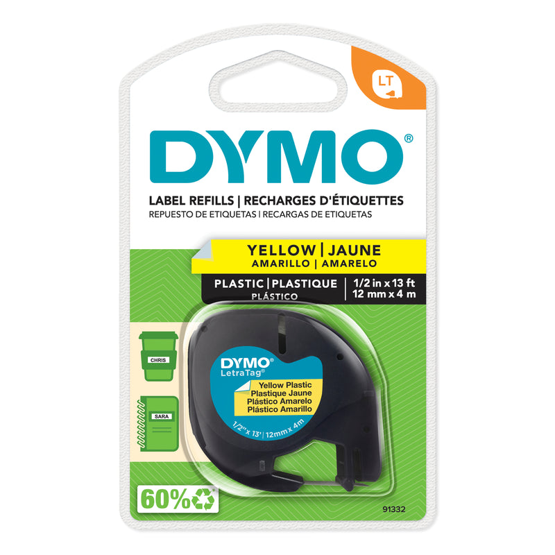 Dymo LetraTag Plastic Tape 12mm x 4M Yellow - product image