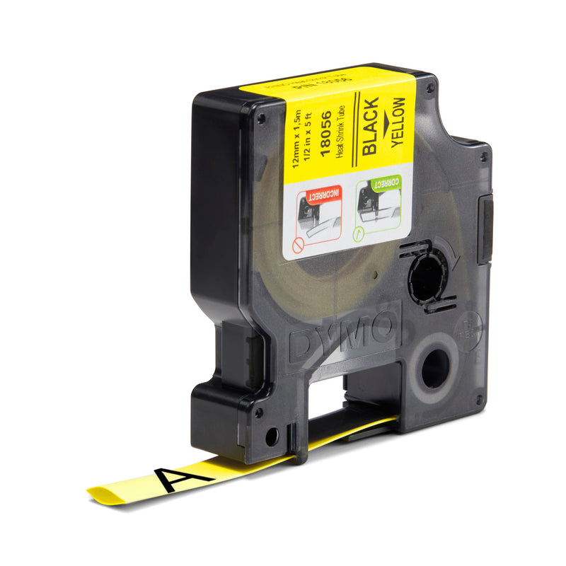 Dymo label tape cartridge with black text on yellow background