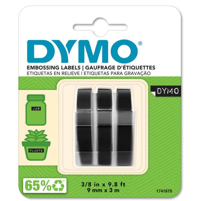 Dymo Embossing Tape 9mm x 3m, Black 3-pack - product image