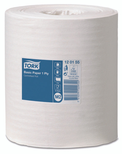 Tork Basic Paper Centrefeed Roll 1 Ply M2 White Carton of 6 Rolls