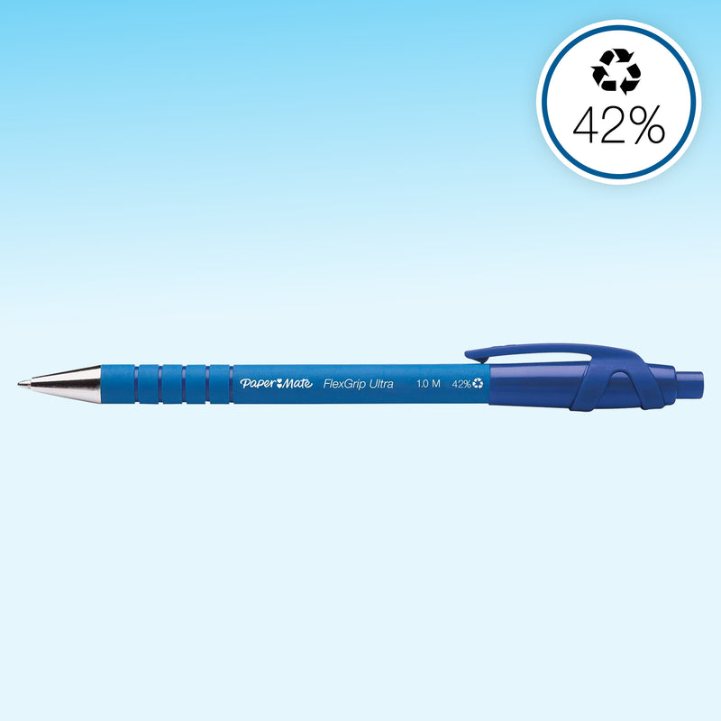 Papermate Flexgrip Ultra Retractable Ballpoint Pen Medium 1.0mm Blue Box of 12