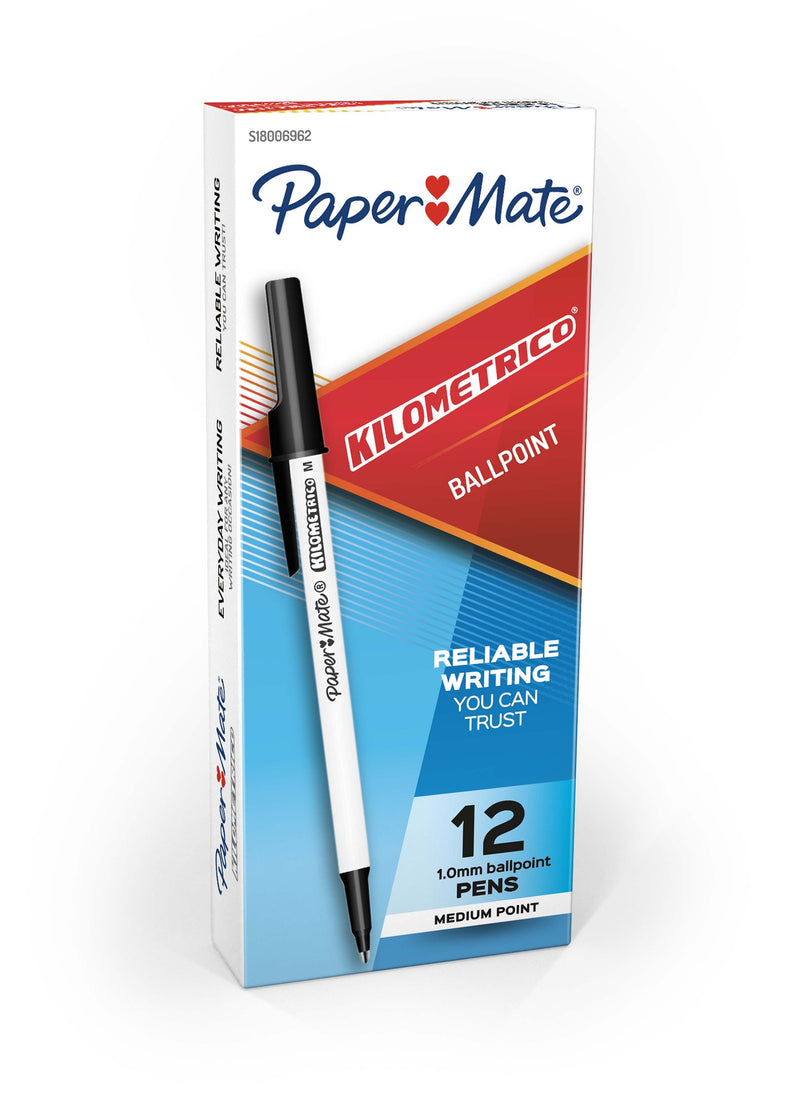Papermate Kilometrico Ballpoint Pen 1.0mm Black Box of 12