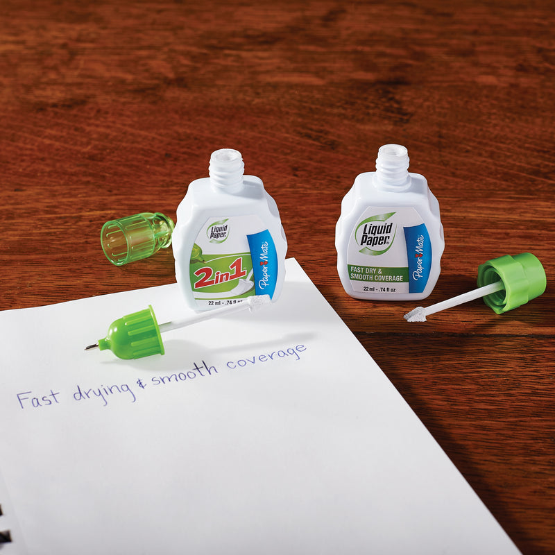 Papermate Liquid Paper 2 in 1 Correction Fluid 22ml Pack of 6