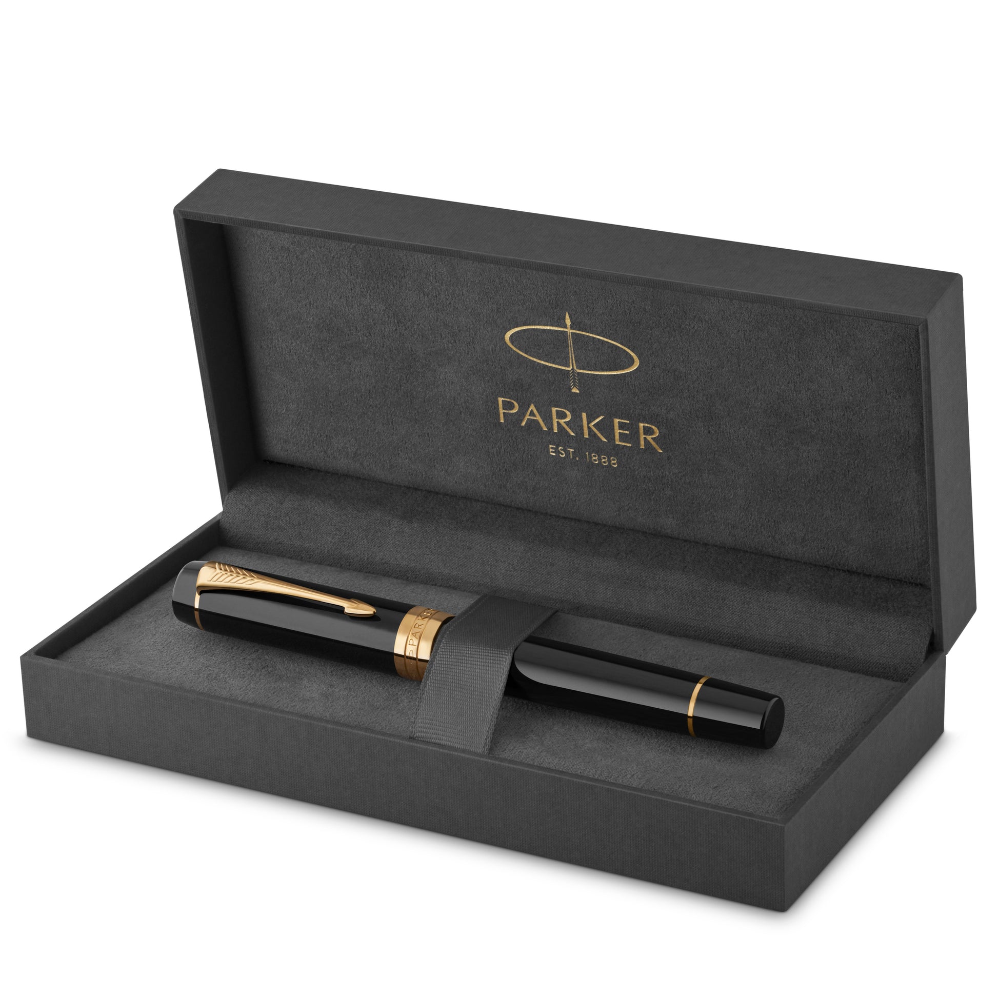 Parker Duofold Classic Fountain Pen Black and Gold Trim Medium Nib