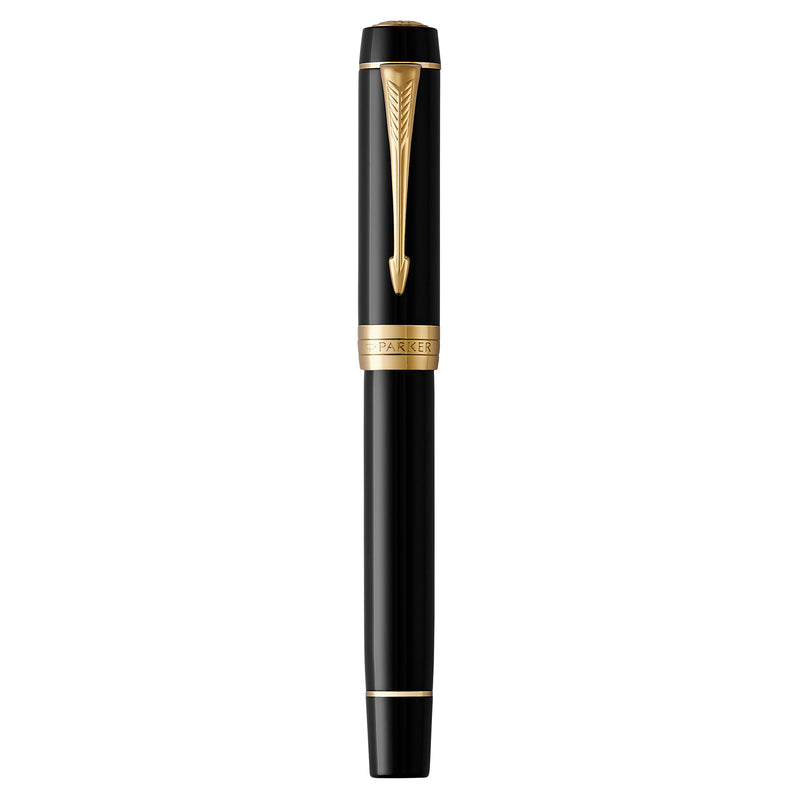 Parker Duofold Classic Fountain Pen Black and Gold Trim Medium Nib
