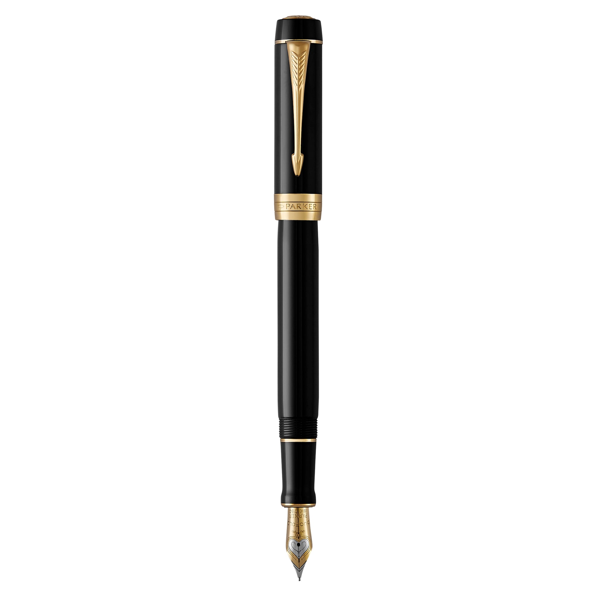 Parker Duofold Classic Fountain Pen Black and Gold Trim Medium Nib