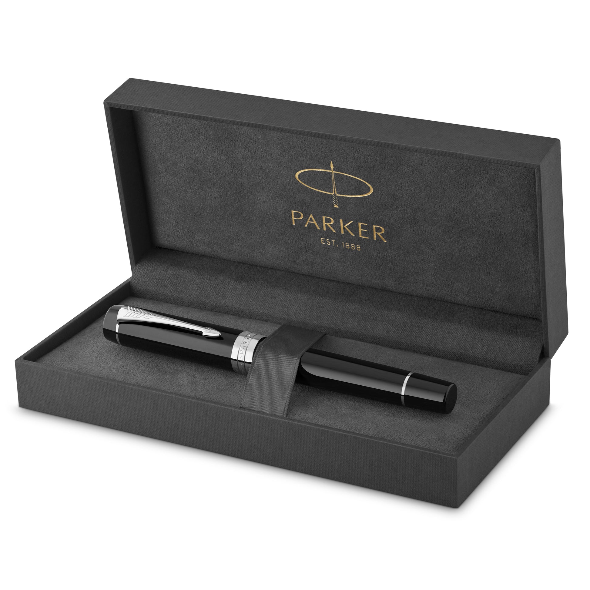 Parker Duofold Classic Fountain Pen Black and Palladium Trim Medium Nib