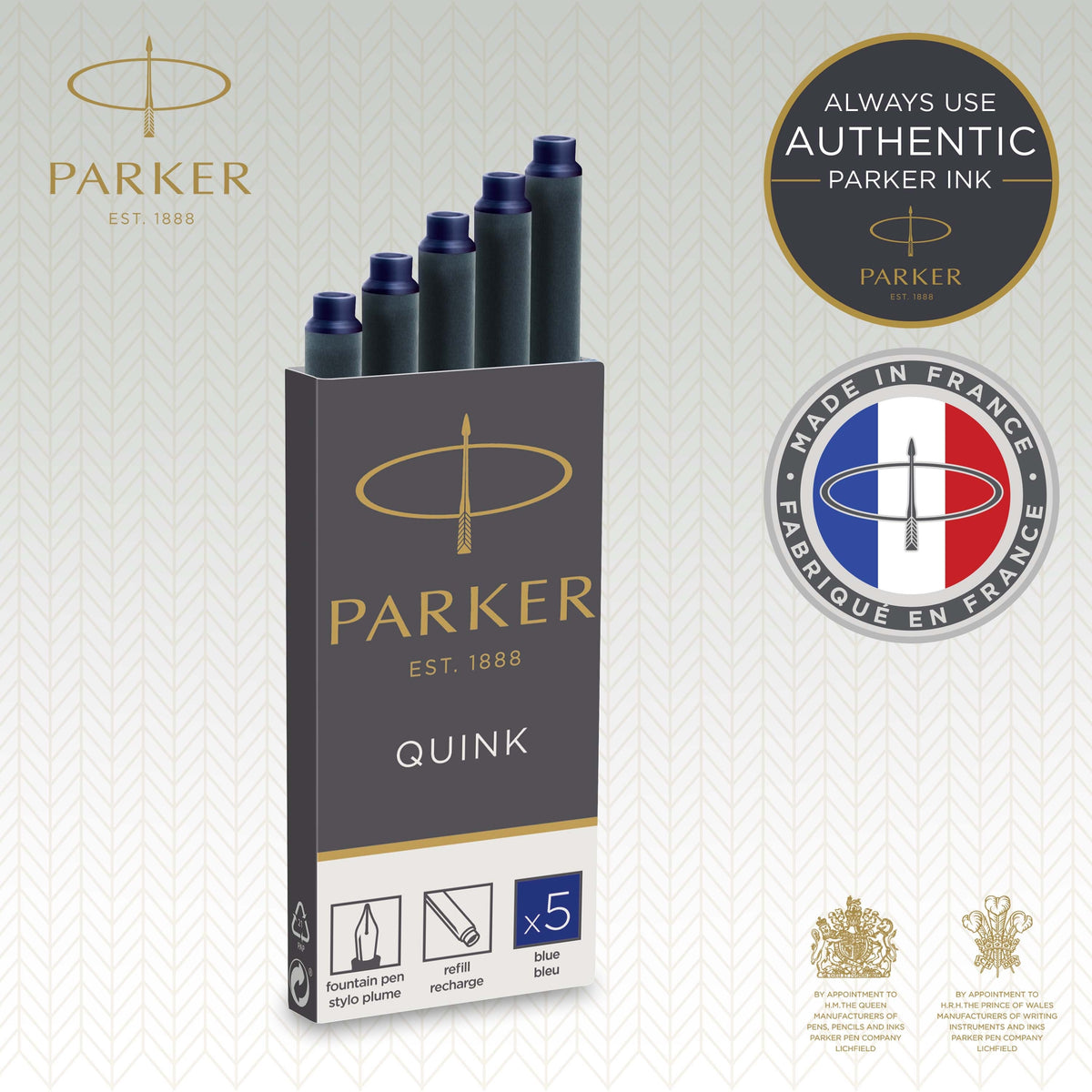 Parker Long Cartridge Blue Pack of 5