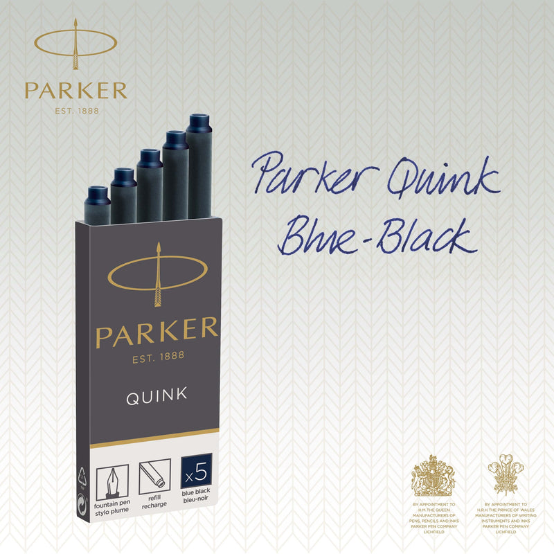 Parker Long Cartridge Blue Black Pack of 5