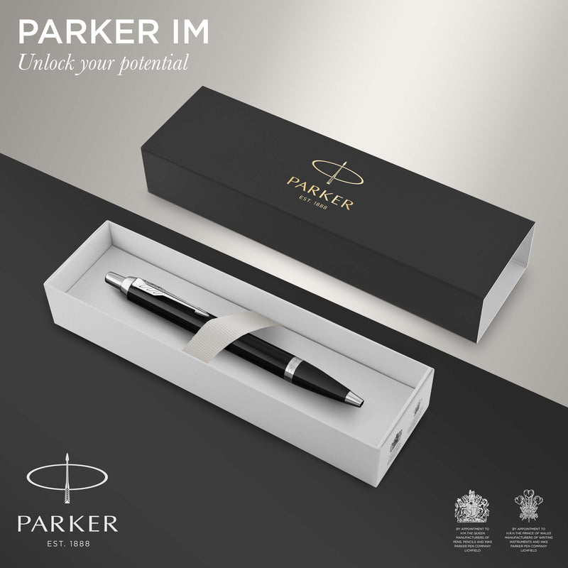 Parker IM Ballpoint Pen Black Lacquer and Chrome Trim Medium Tip