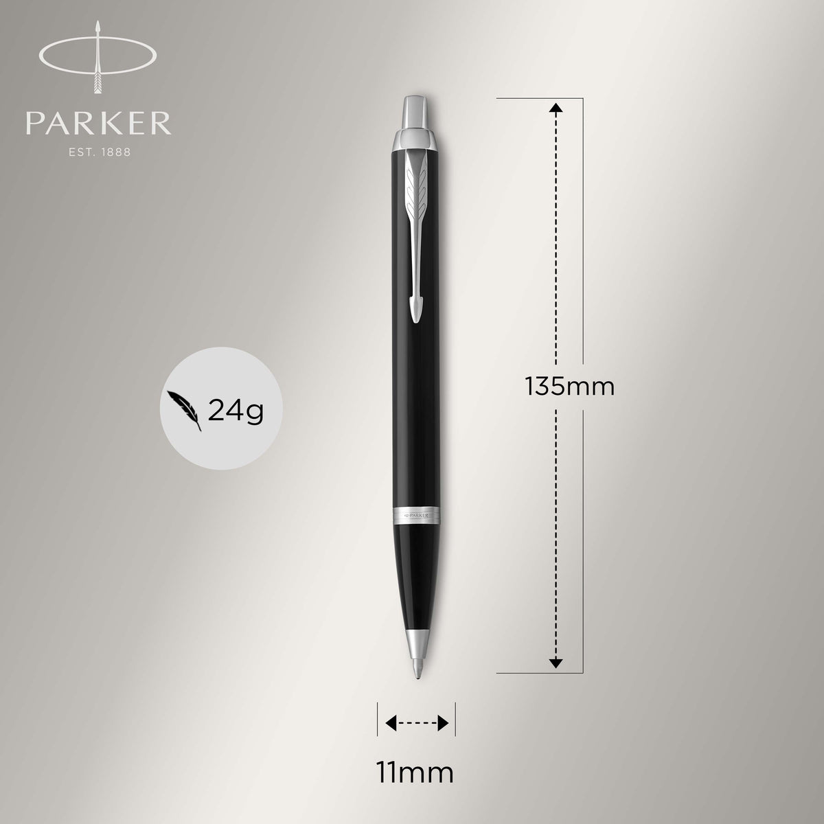 Parker IM Ballpoint Pen Black Lacquer and Chrome Trim Medium Tip