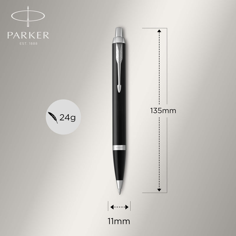 Parker IM Ballpoint Pen Black Lacquer and Chrome Trim Medium Tip