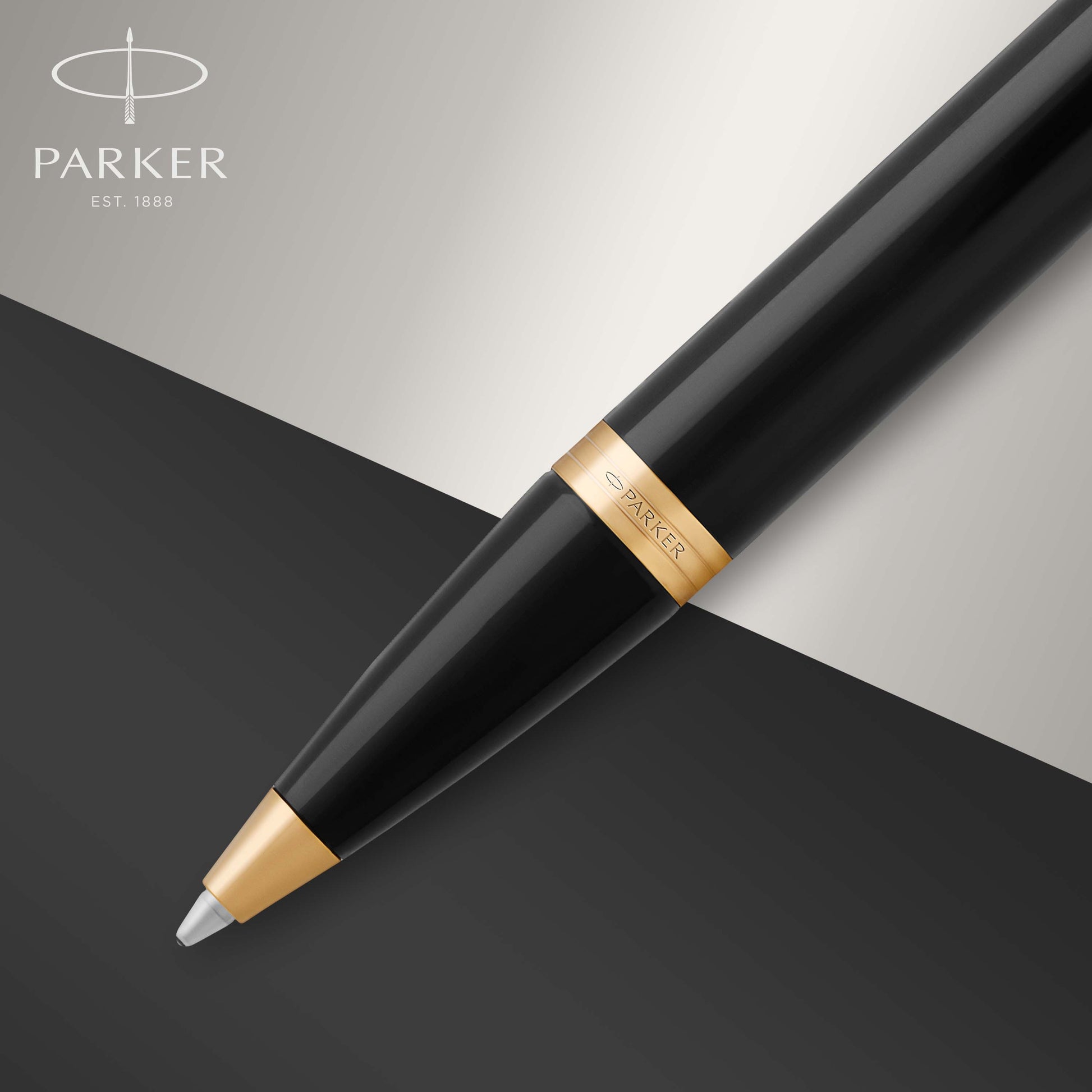 Parker IM Ballpoint Pen Black Lacquer and Gold Trim Medium Tip