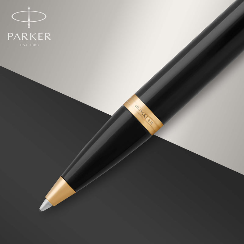 Parker IM Ballpoint Pen Black Lacquer and Gold Trim Medium Tip