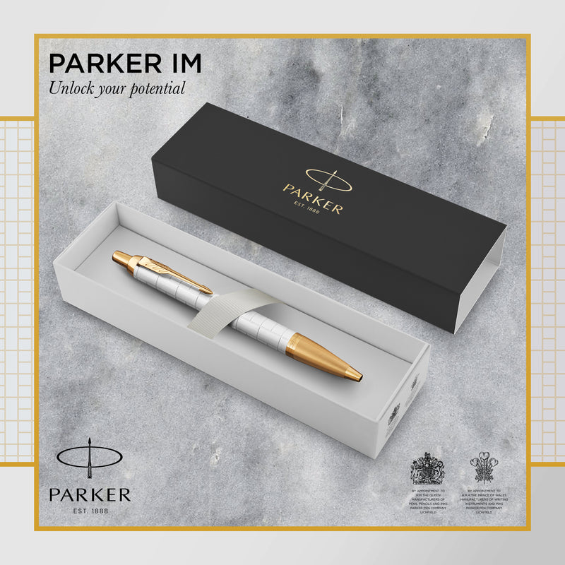 Parker IM Premium Ballpoint Pen Pearl Lacquer and Gold Trim Medium Tip