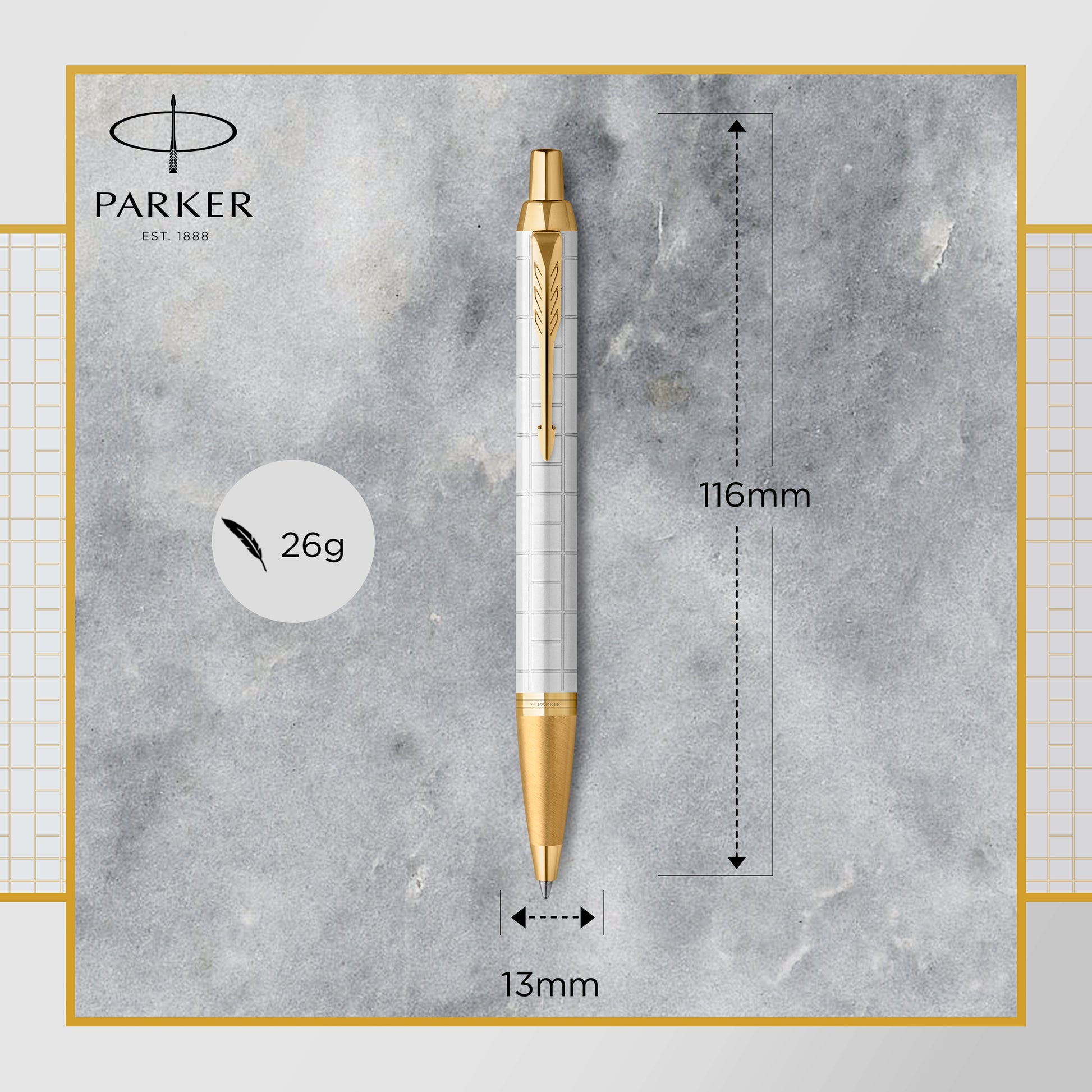 Parker IM Premium Ballpoint Pen Pearl Lacquer and Gold Trim Medium Tip