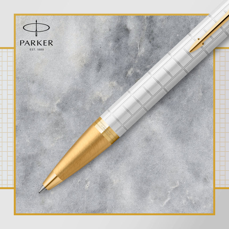 Parker IM Premium Ballpoint Pen Pearl Lacquer and Gold Trim Medium Tip