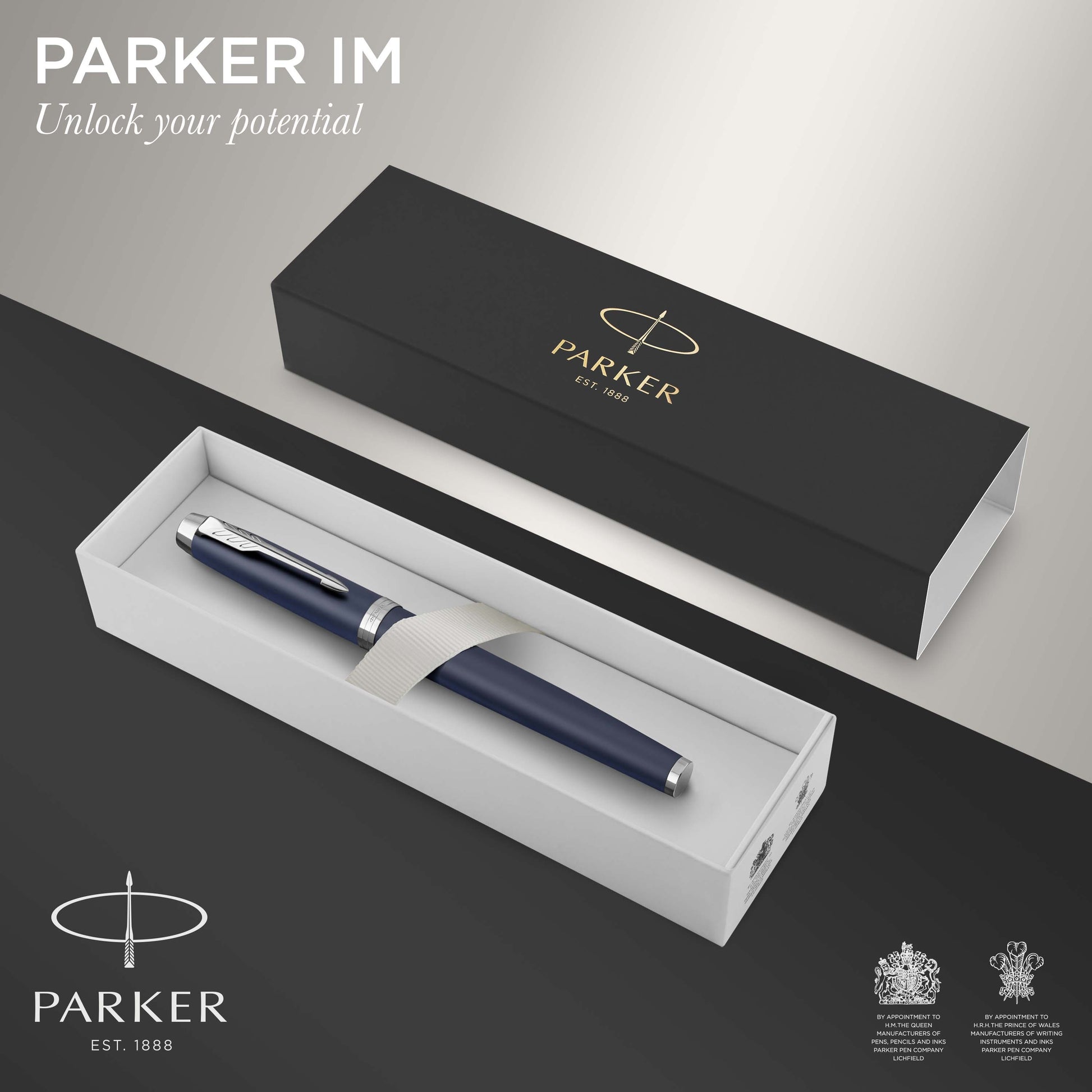 Parker IM Fountain Pen Matte Blue Lacquer and Chrome Trim Medium Nib