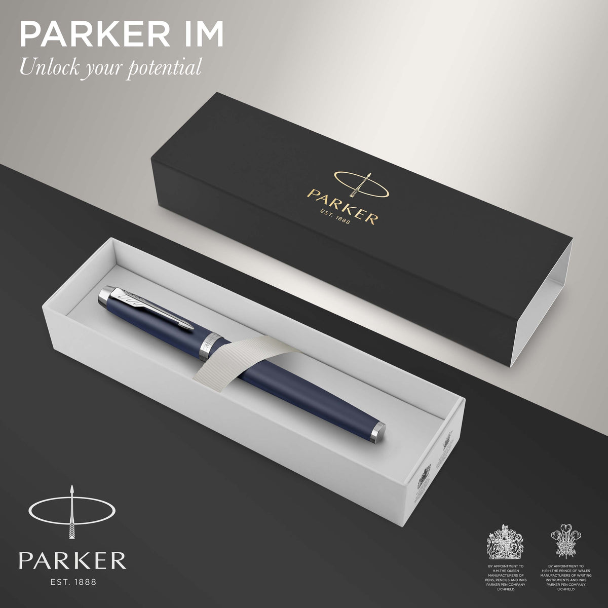Parker IM Fountain Pen Matte Blue Lacquer and Chrome Trim Medium Nib