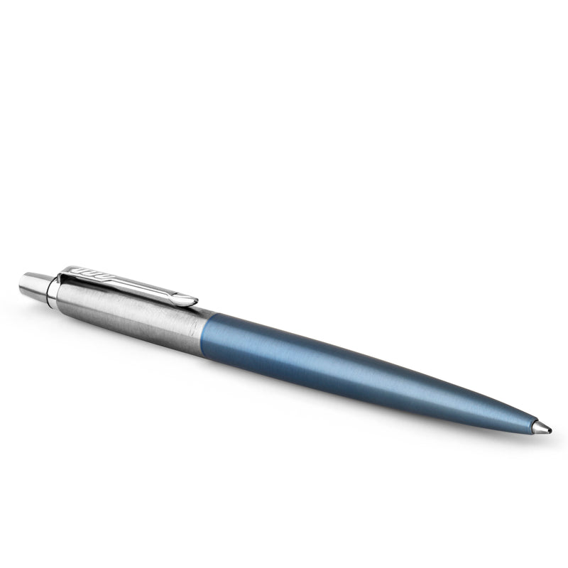 Parker Jotter Ballpoint Pen Waterloo Blue and Chrome Trim Medium Tip