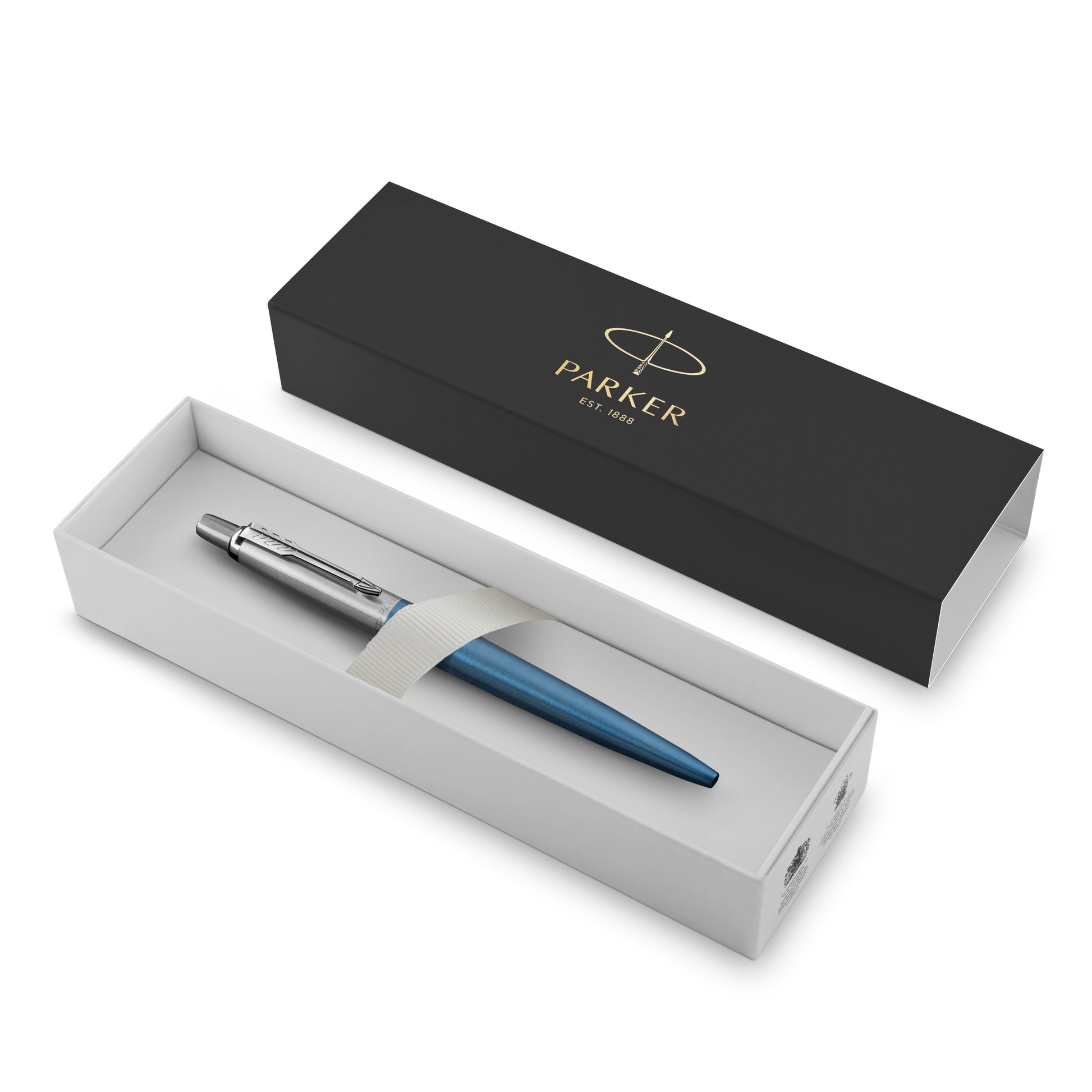 Parker Jotter Ballpoint Pen Waterloo Blue and Chrome Trim Medium Tip
